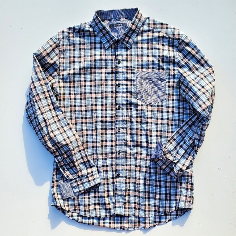 7 Diamonds XL Plaid Long Sleeve Button Down